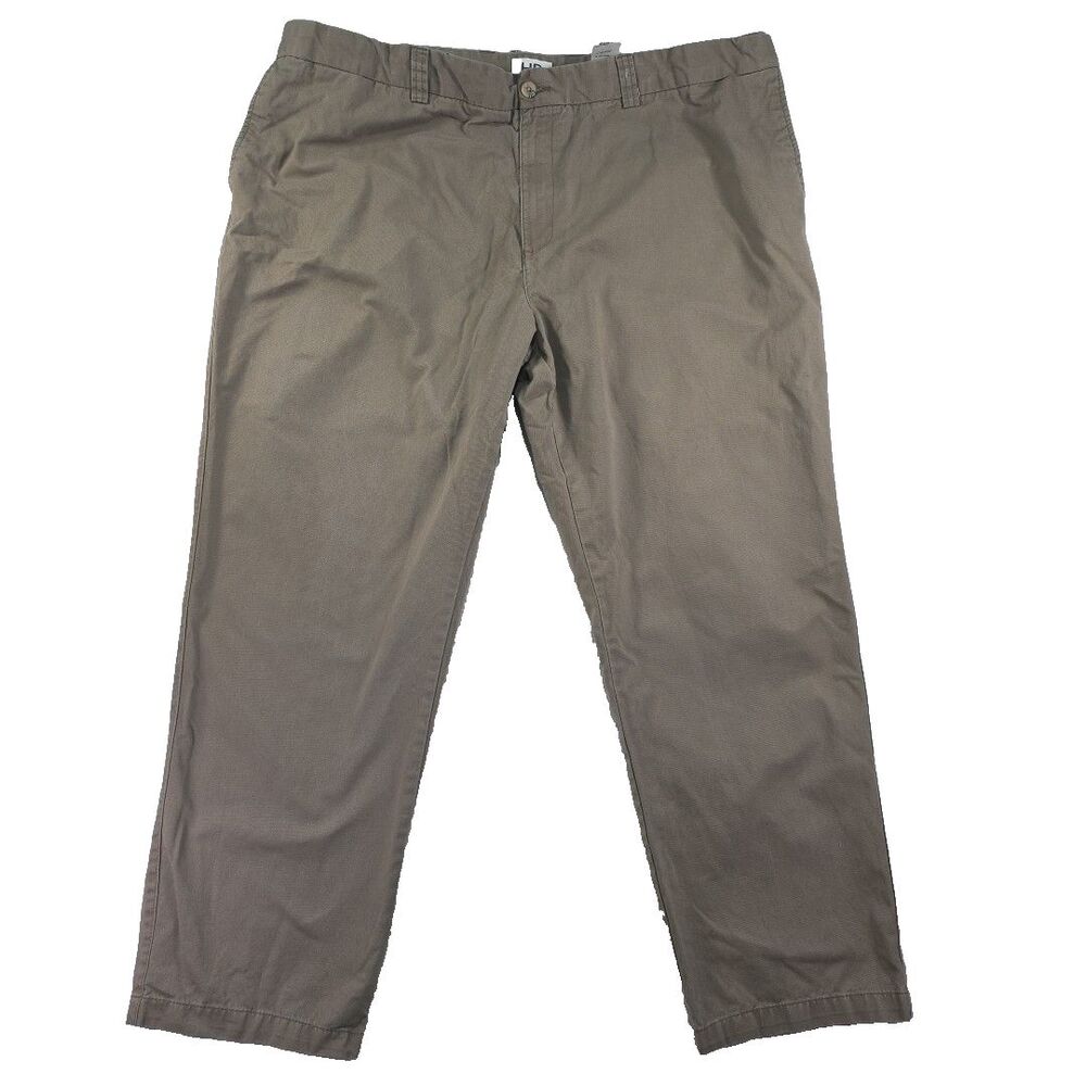 HB Harbor Bay Continuous Comfort Flat Front Pants Men's Size 50x32 Big Man Brown